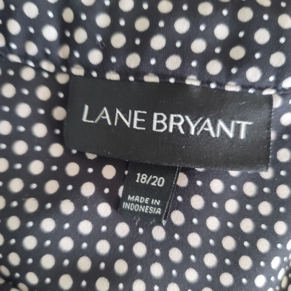 Lane Bryant 18/20 Black Cream Polka Dotted Blouse - Picture 4 of 5